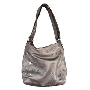 Y2K‎ Vintage Coach Madison Studded Leather Hobo Bag F16178 Metallic Gray Slouchy